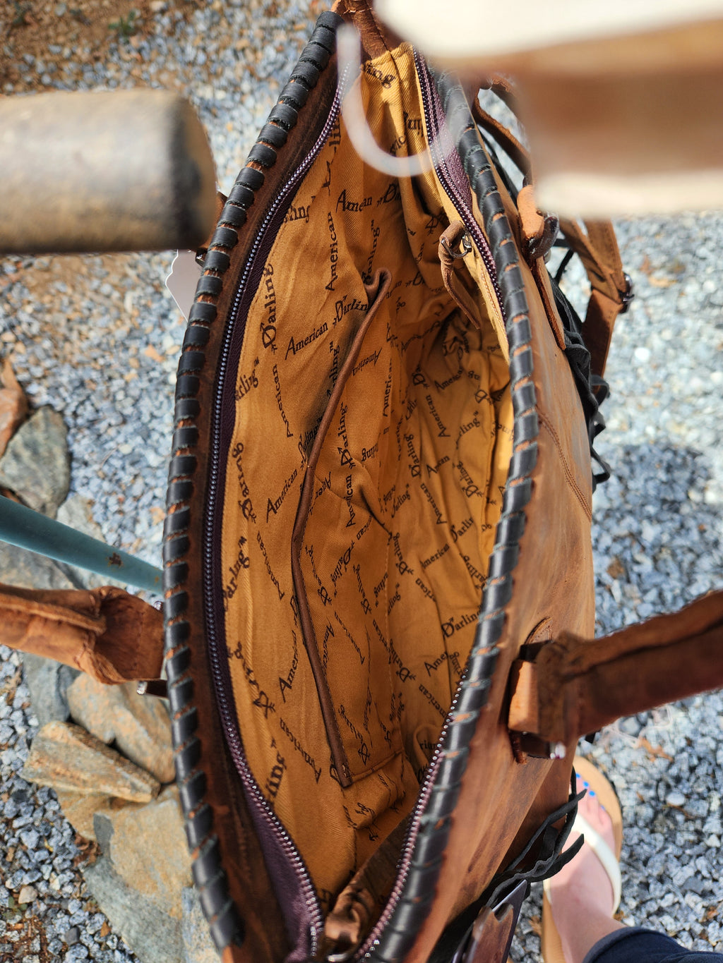 American Darling Handcrafted Hair-On Cowhide Tote Bag with Western Fringes