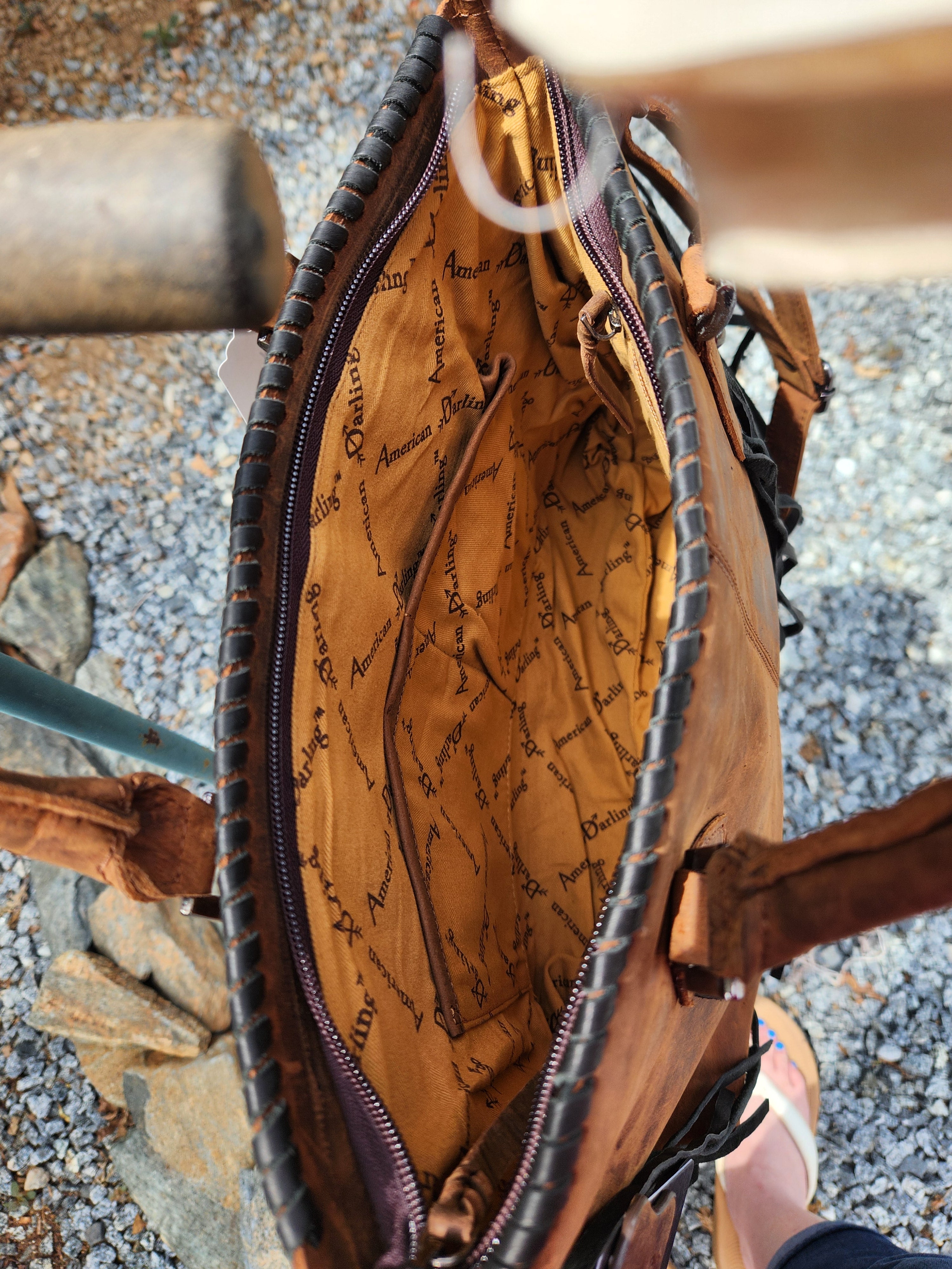 American Darling Handcrafted Hair-On Cowhide Tote Bag with Western Fringes