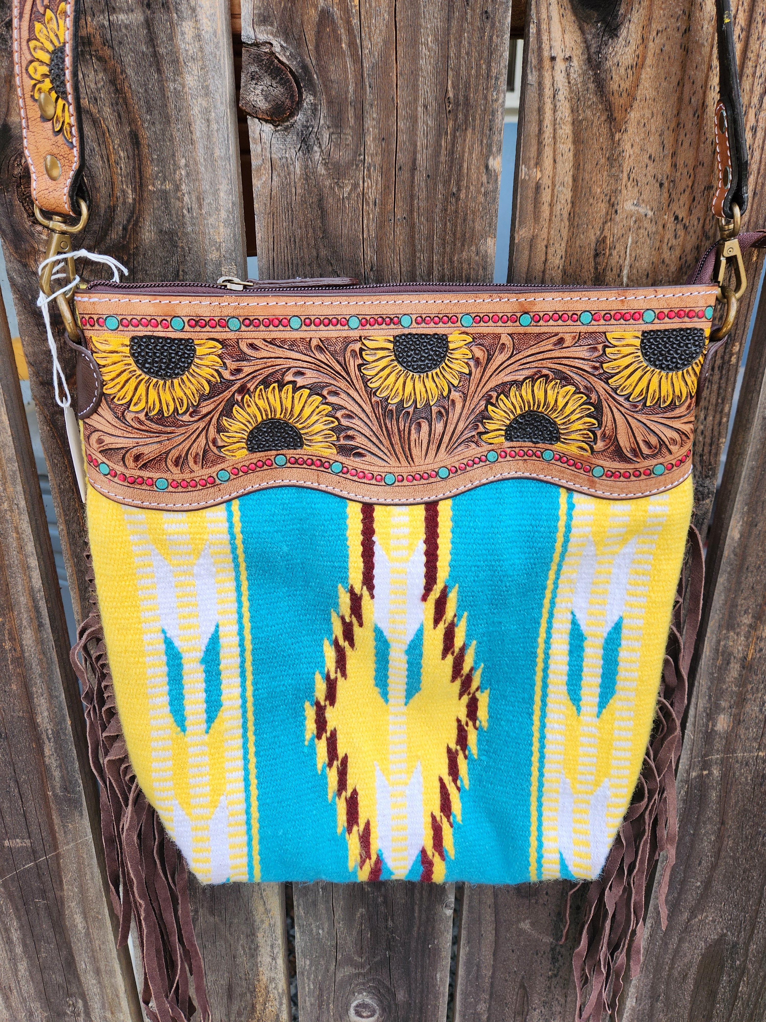 Sunflower Tooled Azetic Durrie Shoulder Bag
