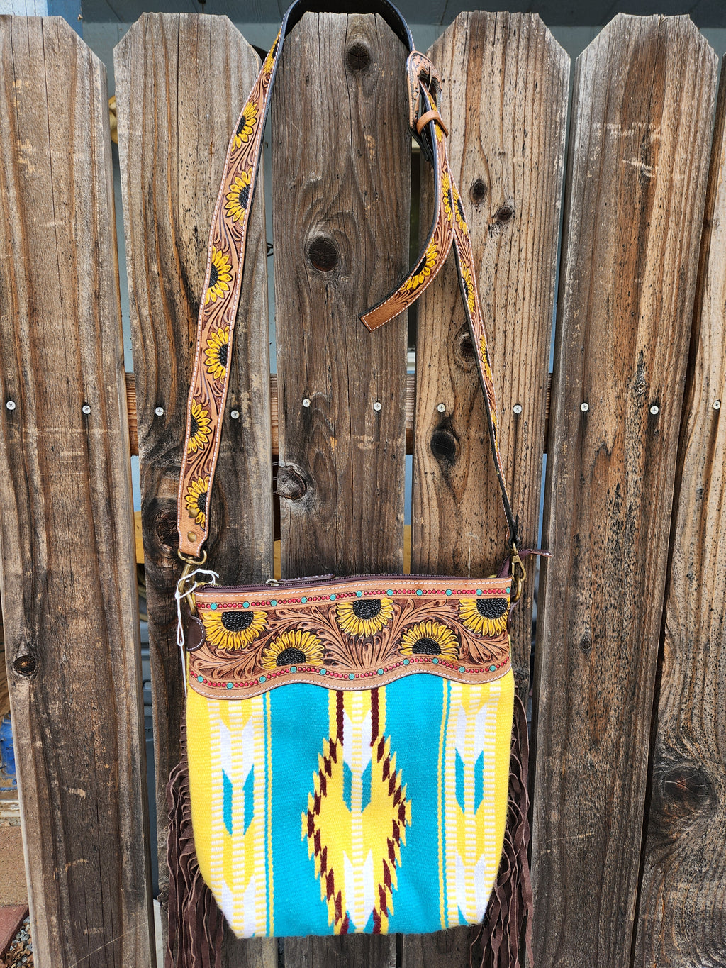 Sunflower Tooled Azetic Durrie Shoulder Bag