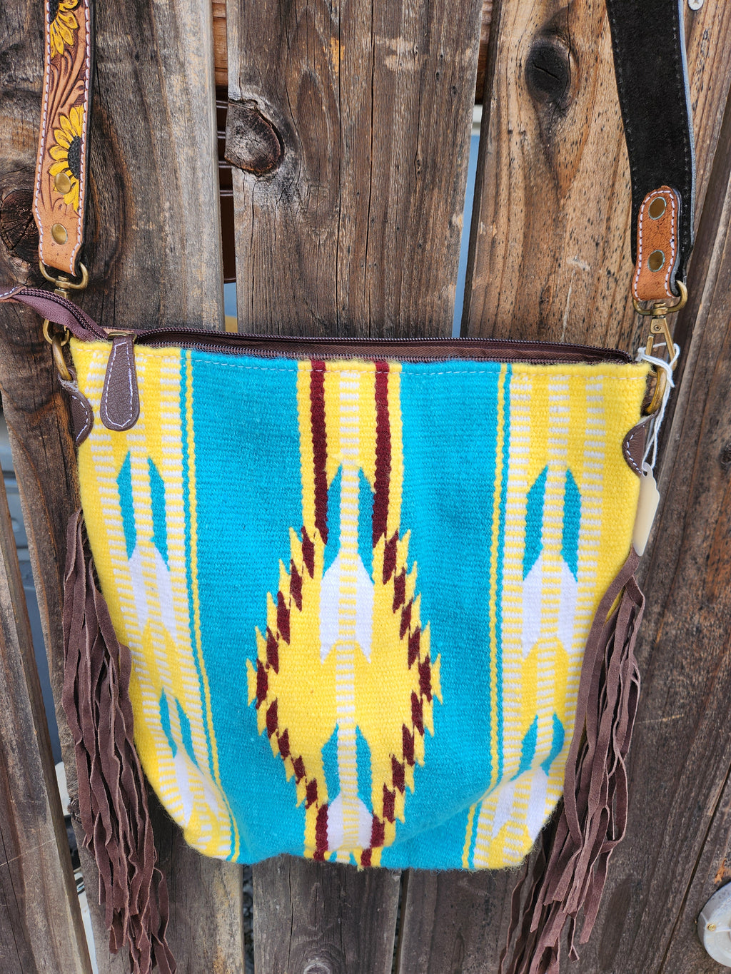 Sunflower Tooled Azetic Durrie Shoulder Bag