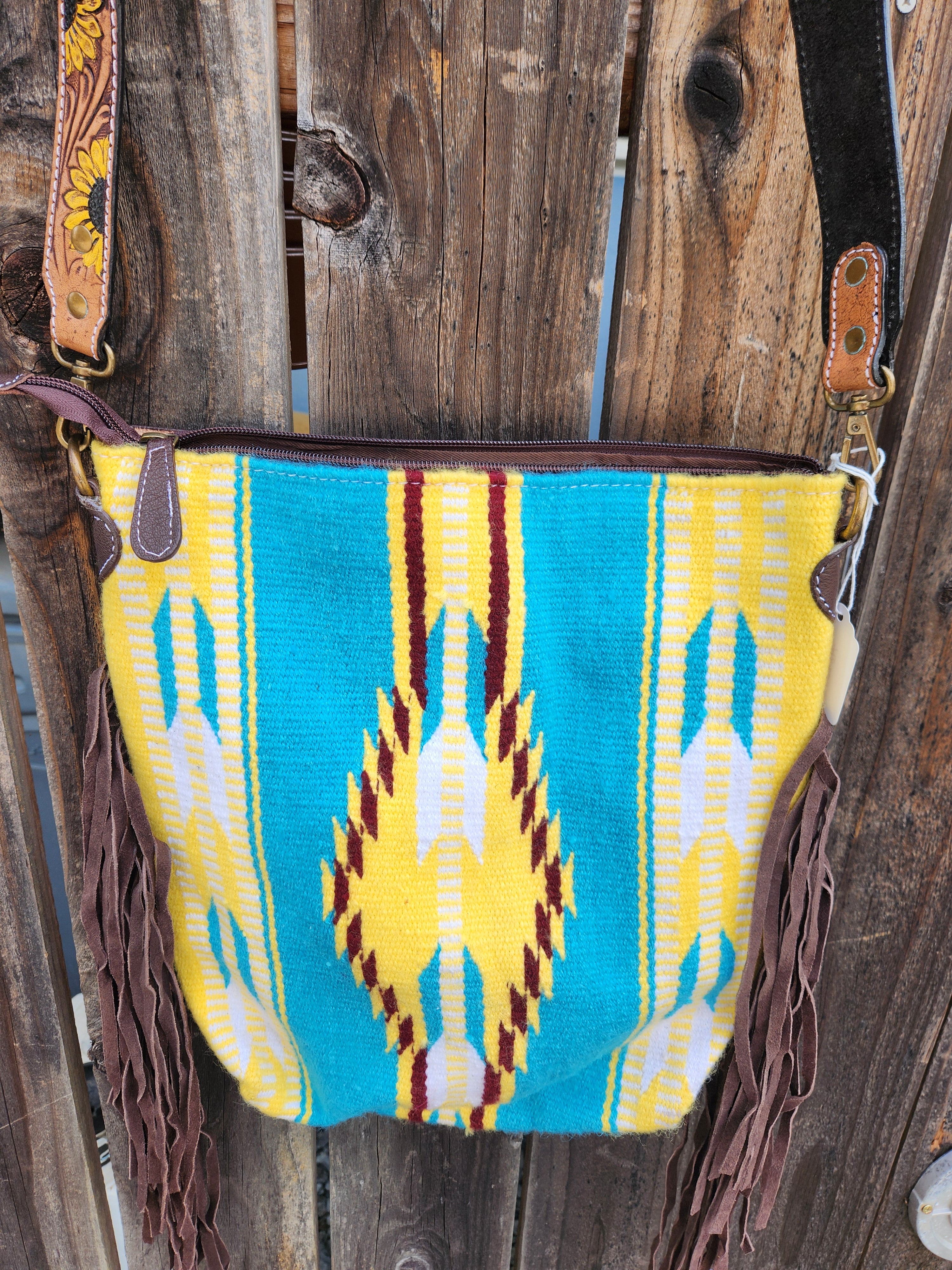 Sunflower Tooled Azetic Durrie Shoulder Bag
