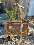 American Darling Western Leather Cross body Bag with Boot Stitching and Fringes
