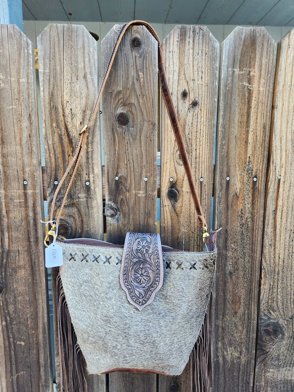 Merbaa Hazel Grey Crossbody Fringe Bag