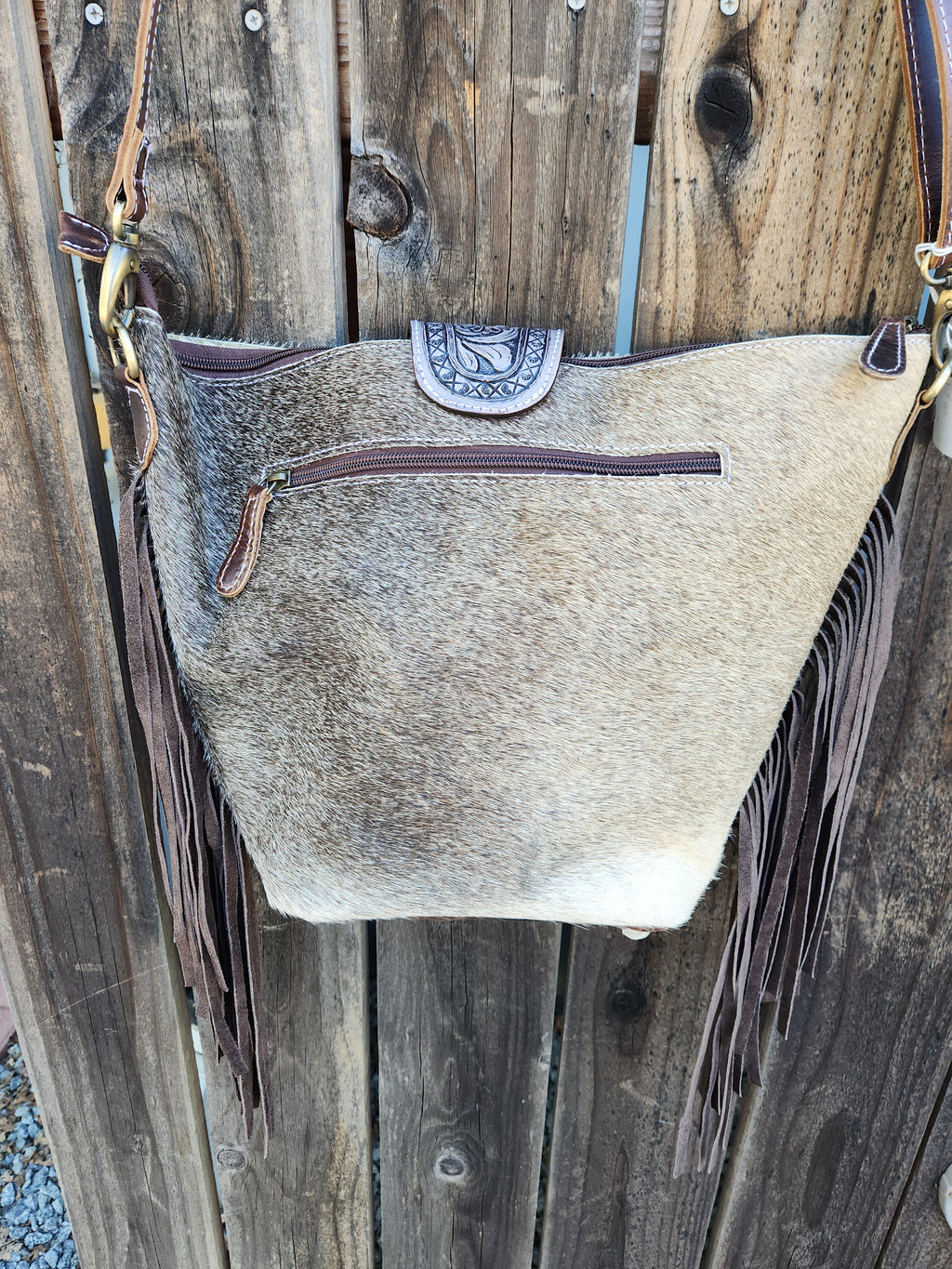 Merbaa Hazel Grey Crossbody Fringe Bag