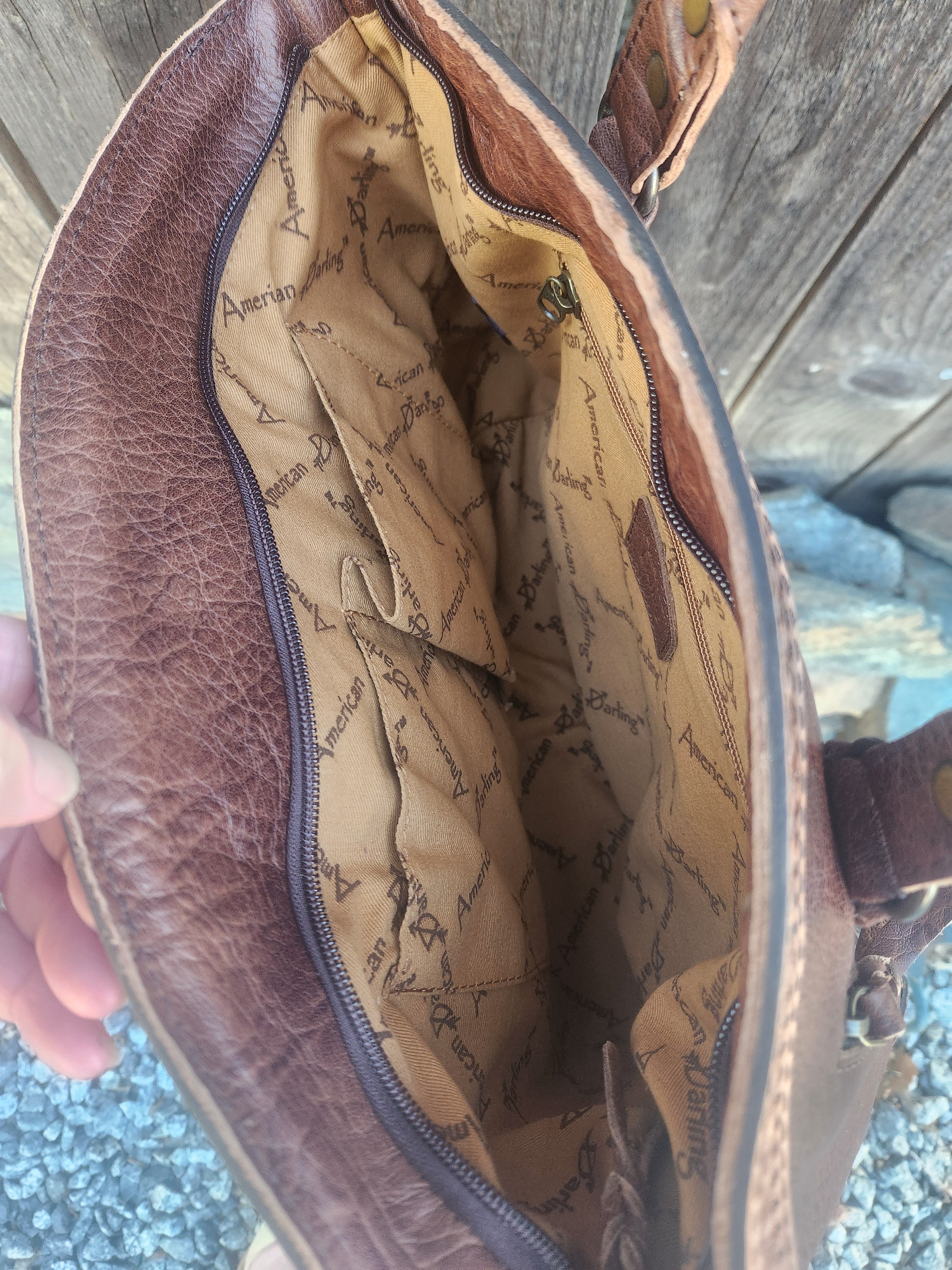 American Darling Southwestern Rug Tooled Leather Tote Bag Western Woven Shoulder Purse