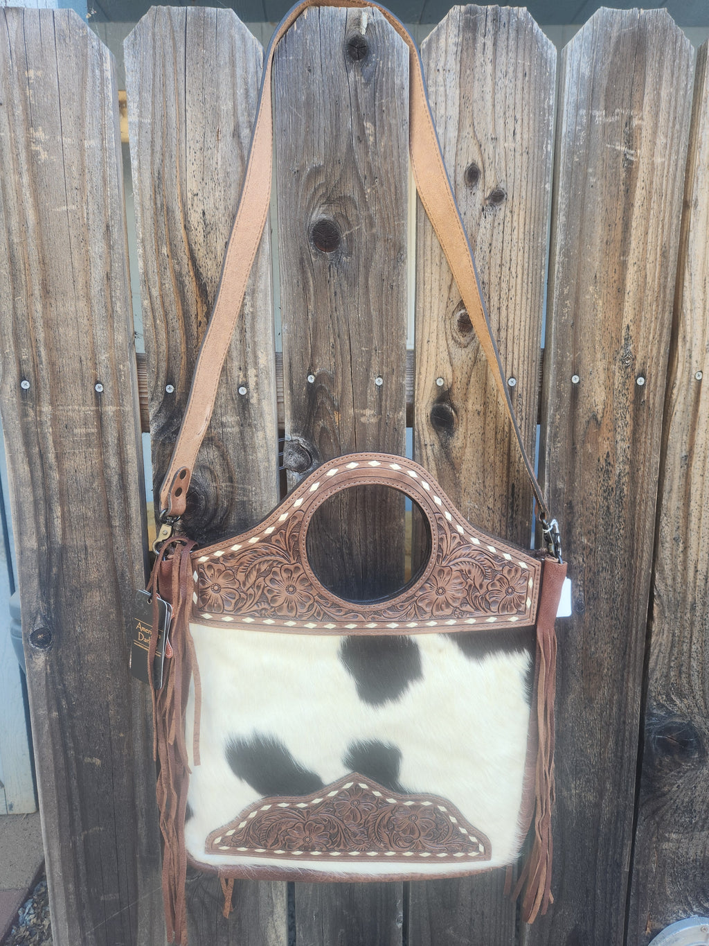 American Darling Western Leather Clutch Bag with Hand Tooled Floral Carving