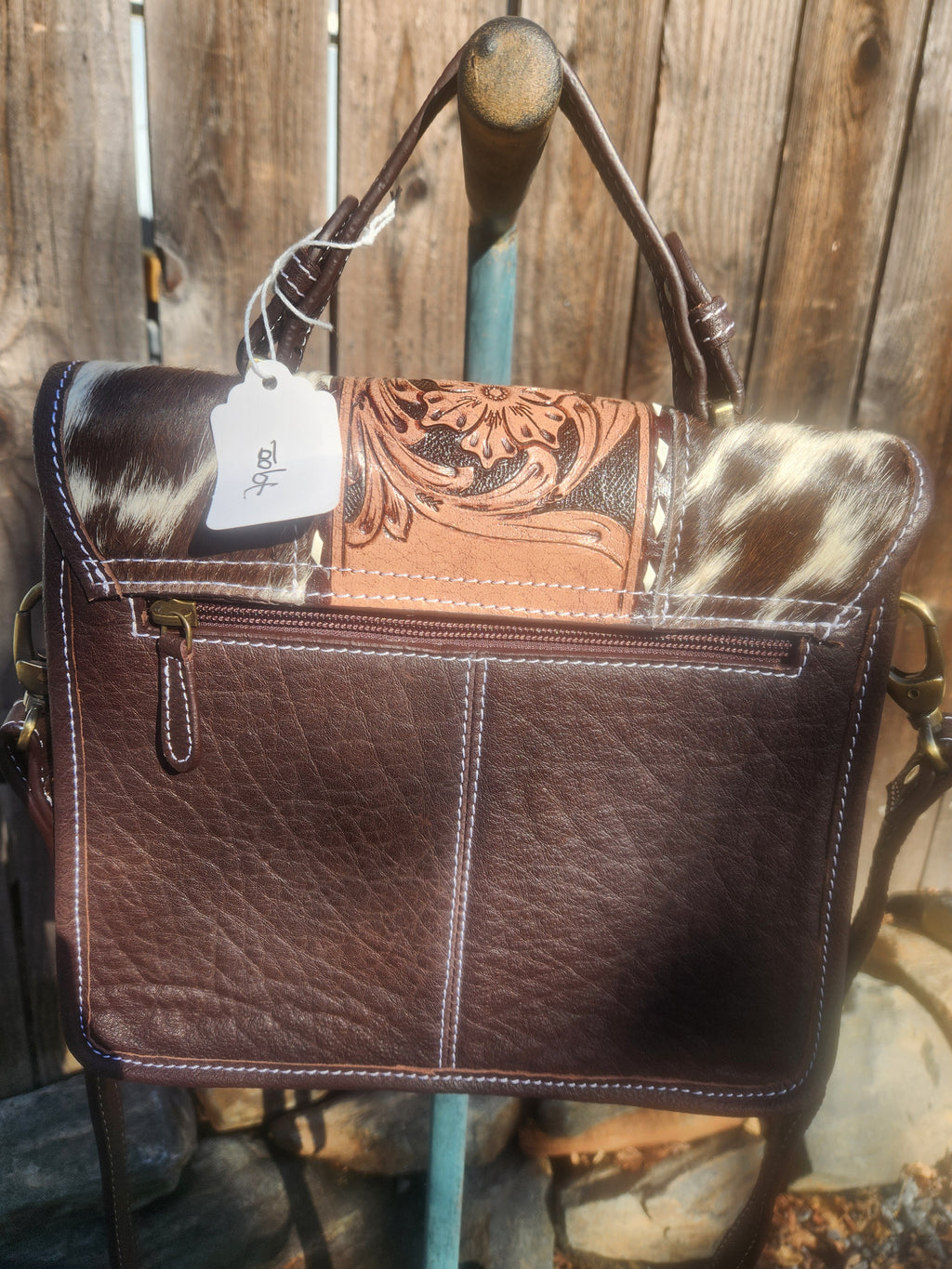 Merbaa Cowhide Floral Ranger Leather Bag – Western Tooled Handbag with Crossbody Strap