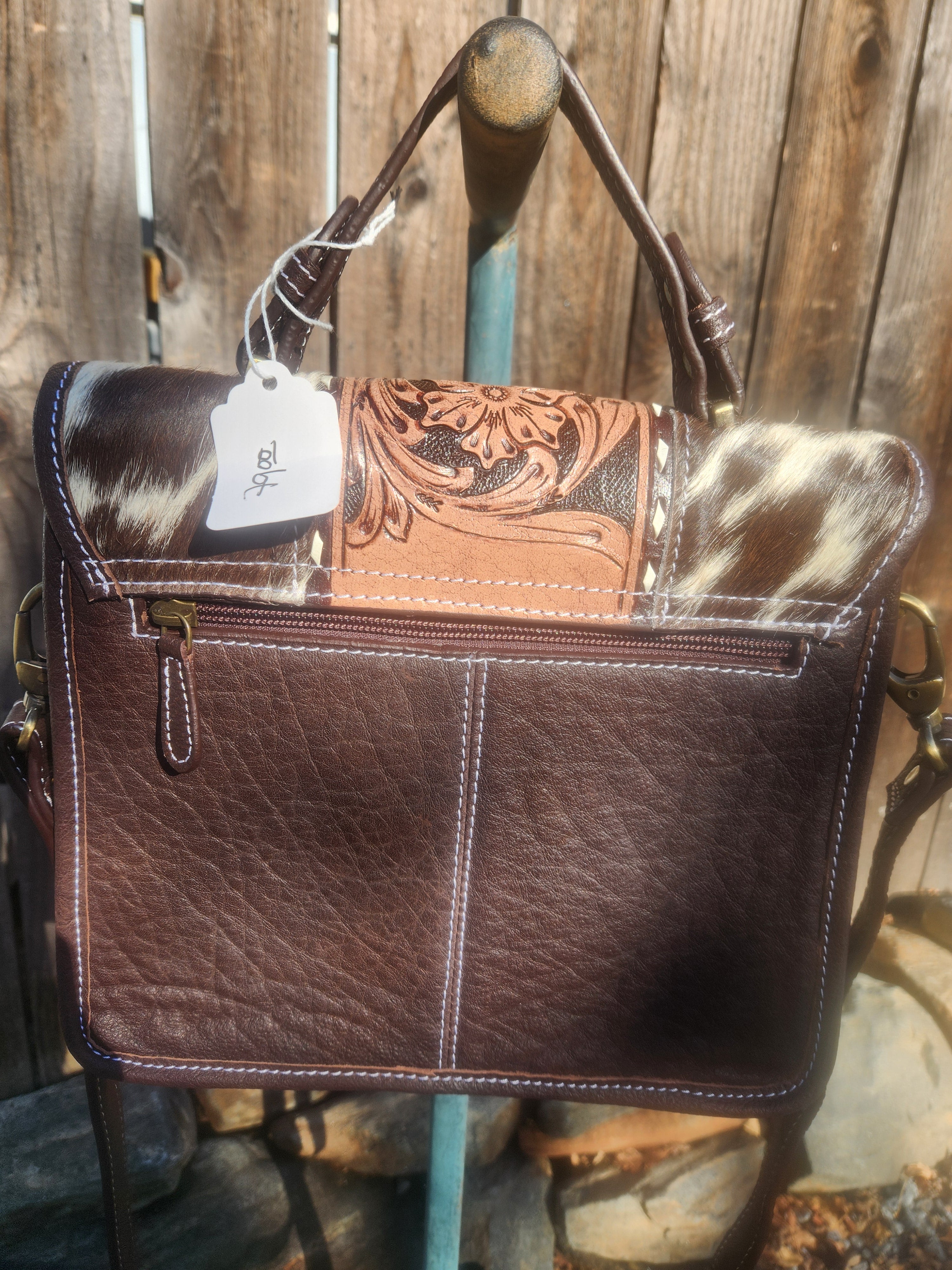 Merbaa Cowhide Floral Ranger Leather Bag – Western Tooled Handbag with Crossbody Strap