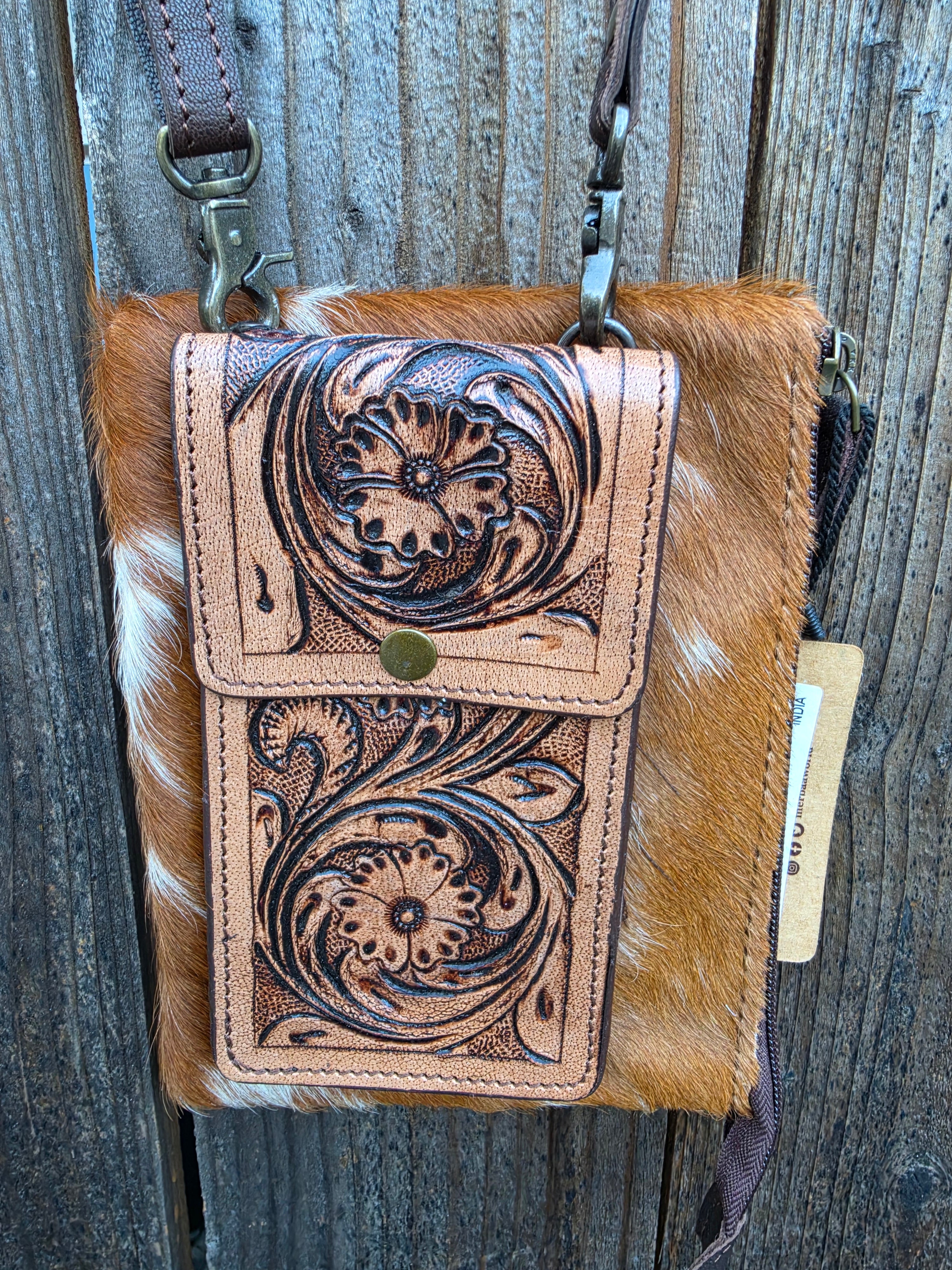 Merbaa Oscar Handtooled Crossbody Mobile Bag