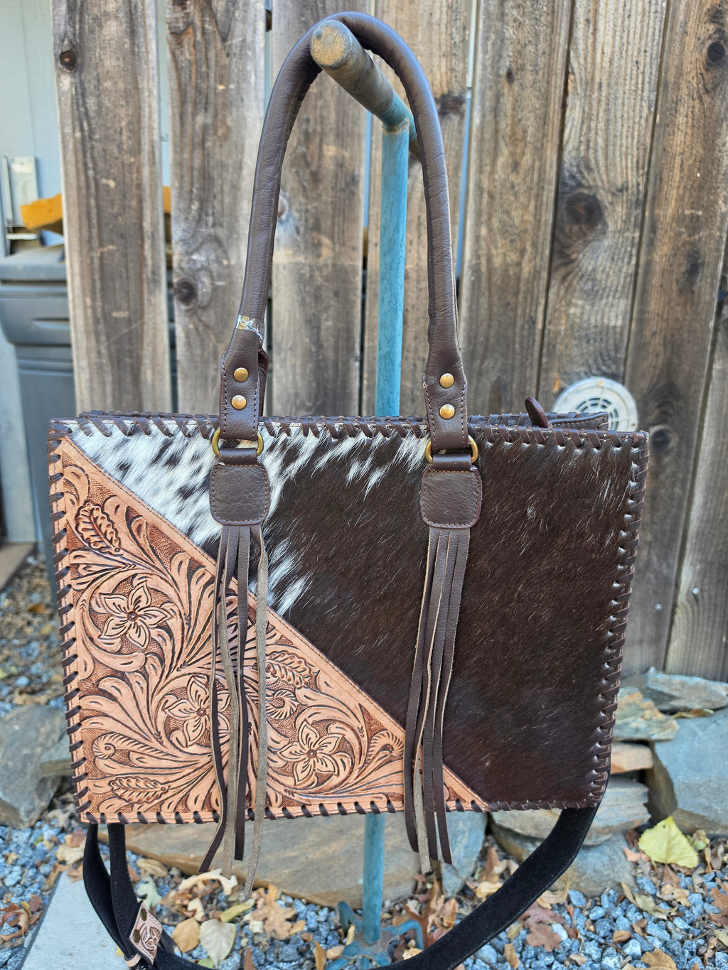 Rustic Trio Weekender Bag – Cowhide Hairon Leather Travel Bag