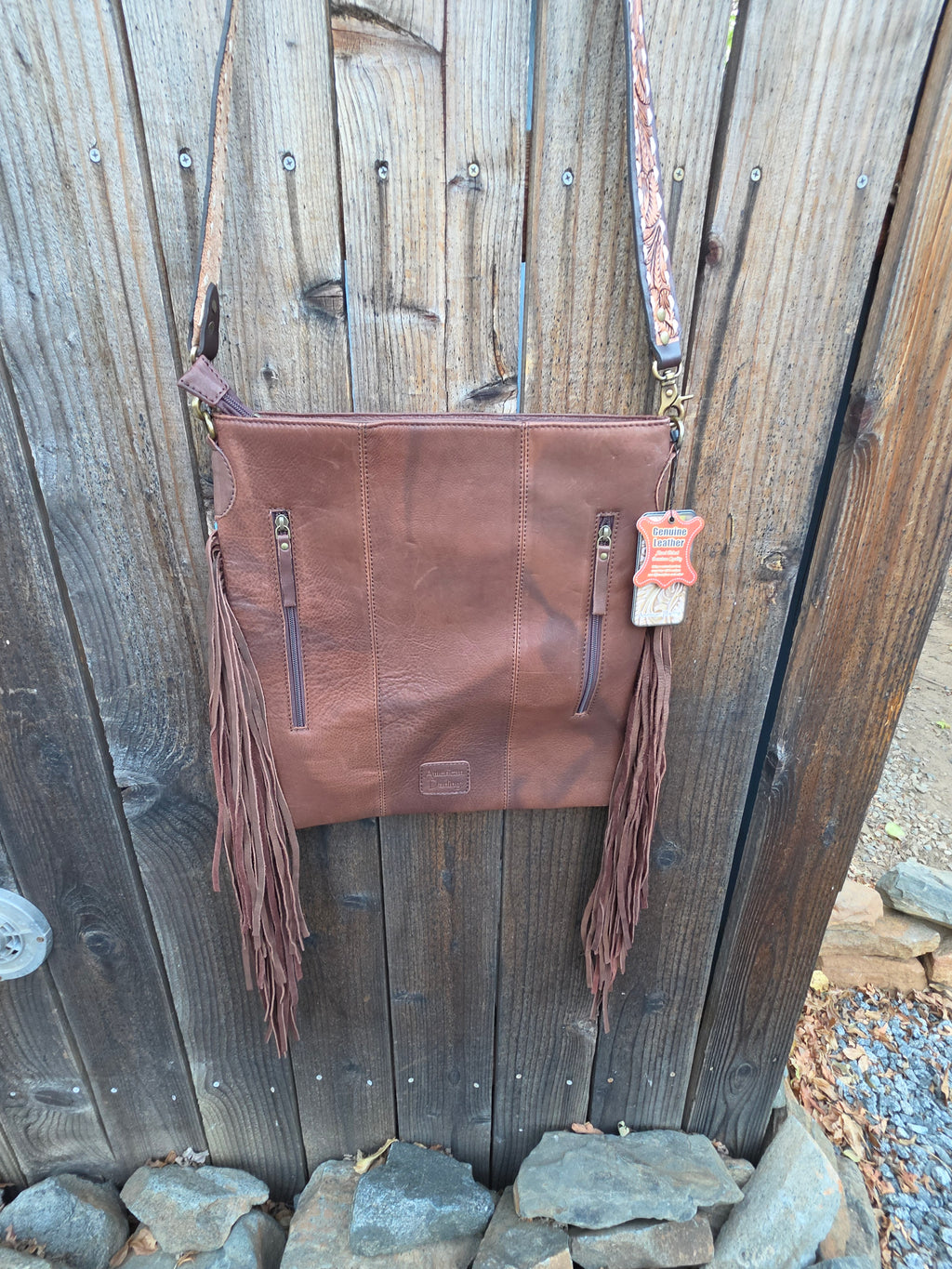 AD Turquoise Southwestern Wool Crossbody with Tooled Leather & Fringe Western Artisan Shoulder Bag