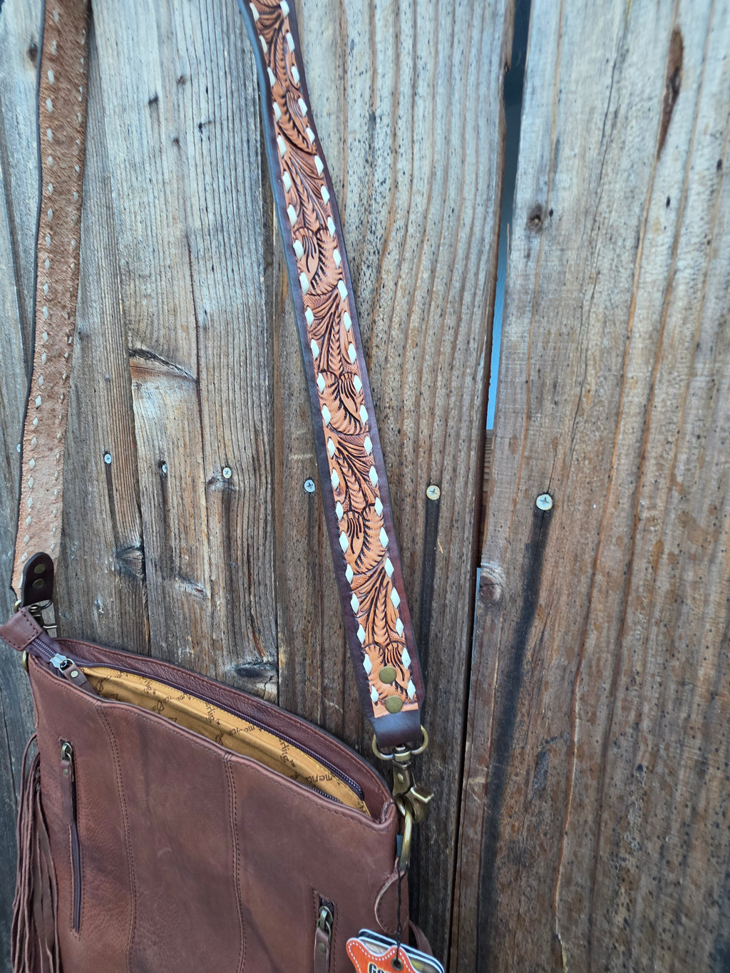 AD Turquoise Southwestern Wool Crossbody with Tooled Leather & Fringe Western Artisan Shoulder Bag